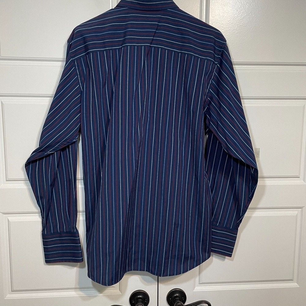 Roar Button Down Shirt Mens XL‎ Navy Blue Burgundy Striped Long Sleeve Excellent - Picture 11 of 11